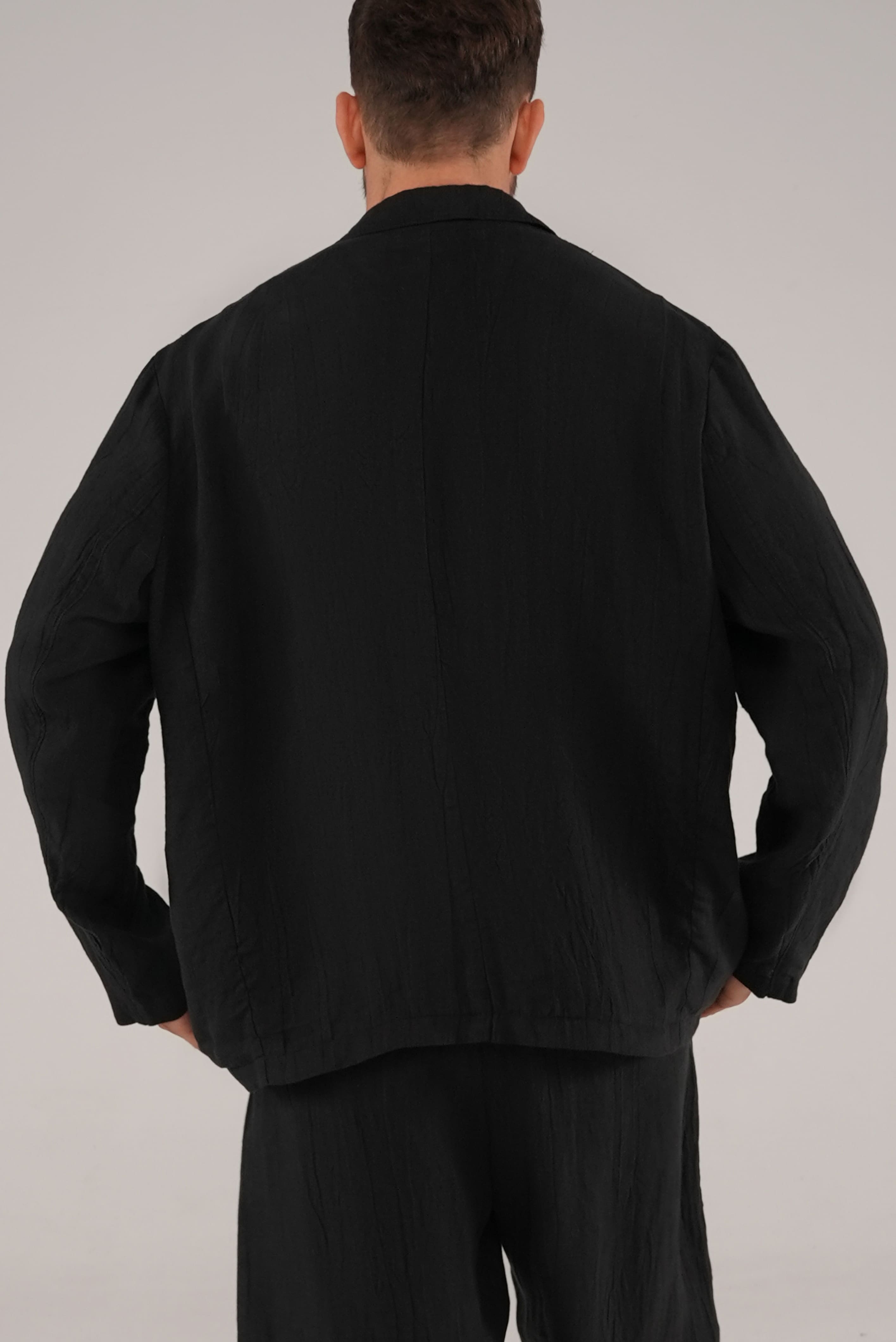 Soft Linen Blazer in Black