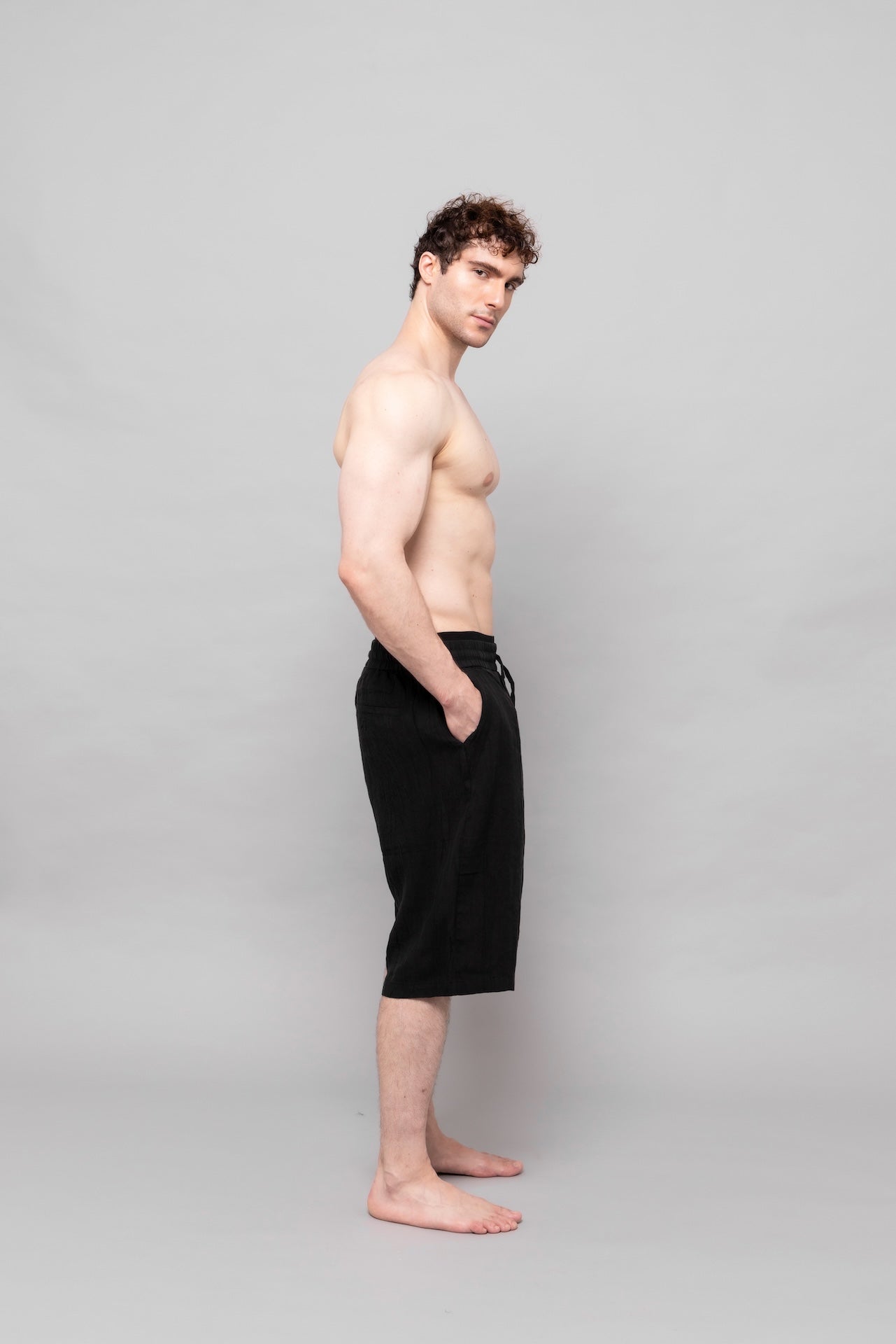 Flow Linen Shorts Black
