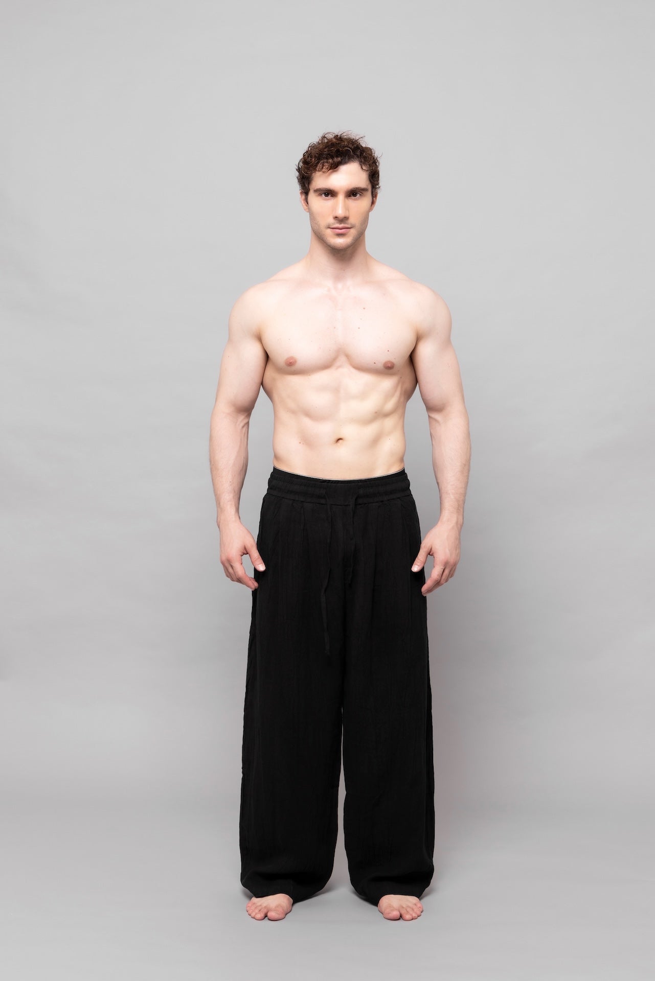 Fluid Cupro Straight Trousers in Black