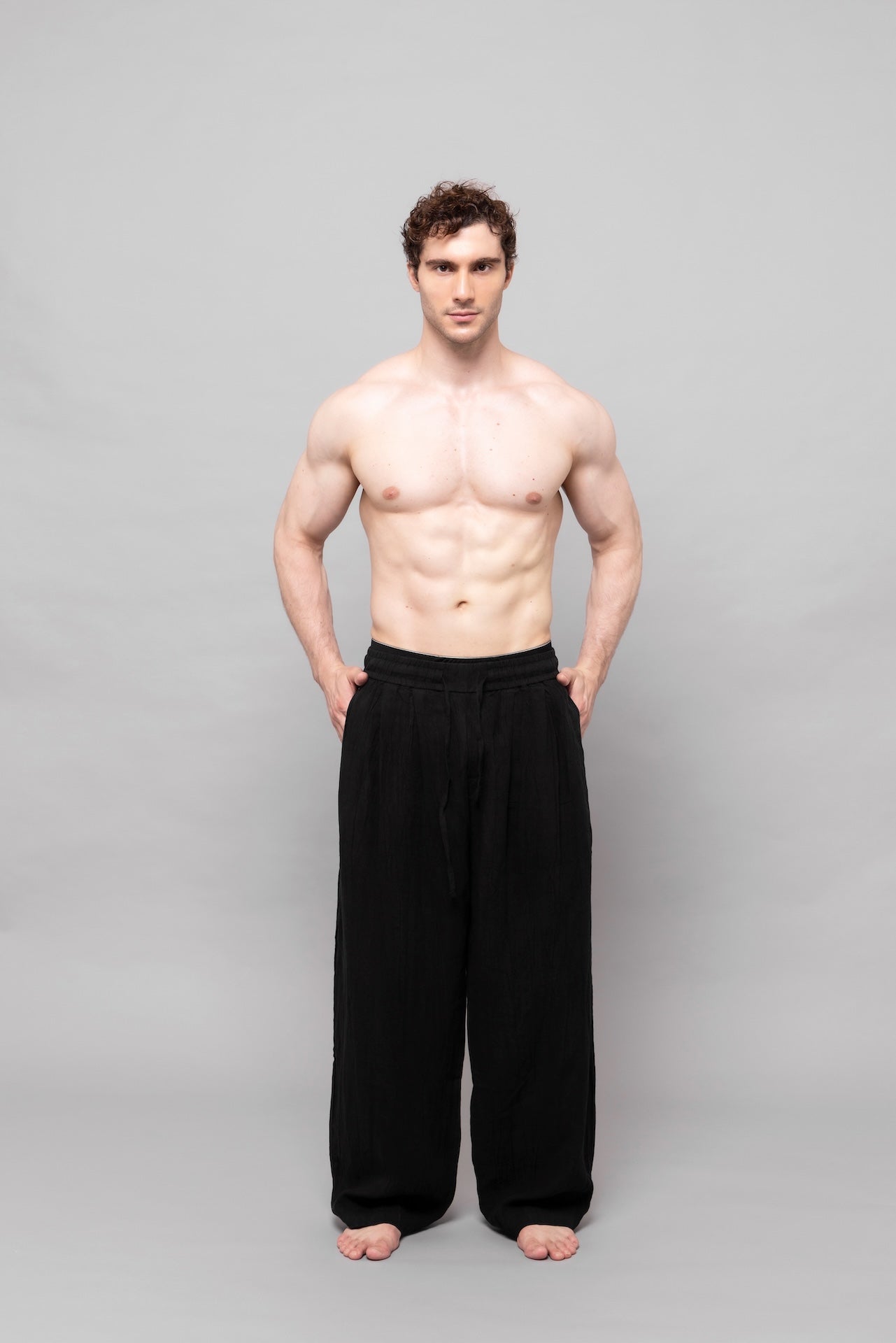 Fluid Cupro Straight Trousers in Black