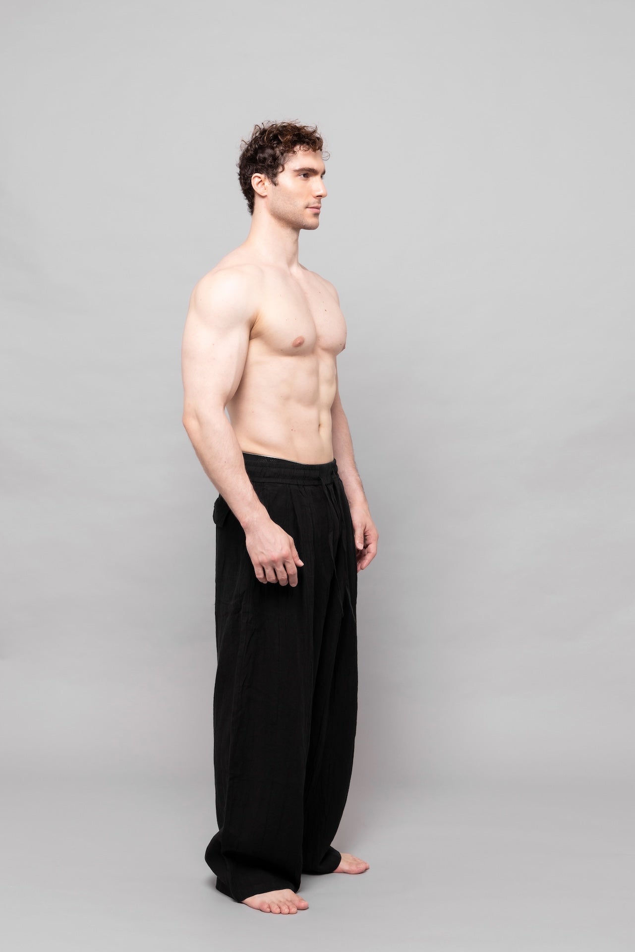 Fluid Cupro Straight Trousers in Black