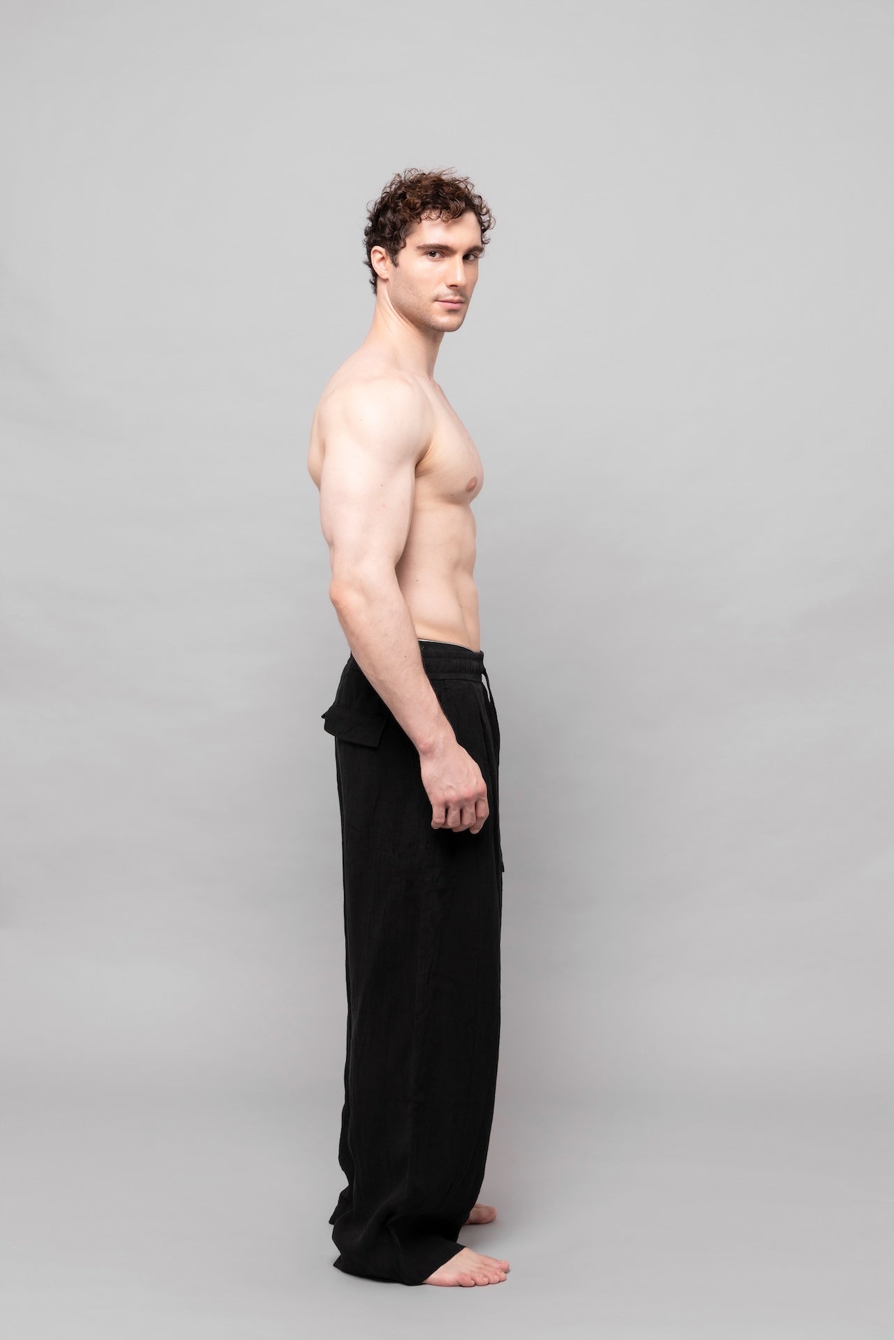 Fluid Cupro Straight Trousers in Black