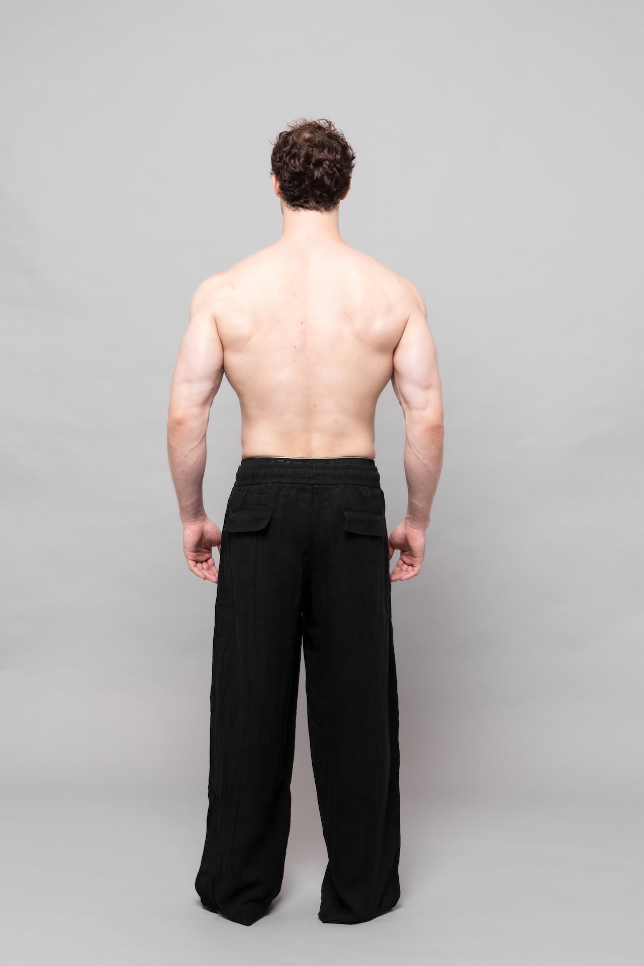 Fluid Cupro Straight Trousers in Black