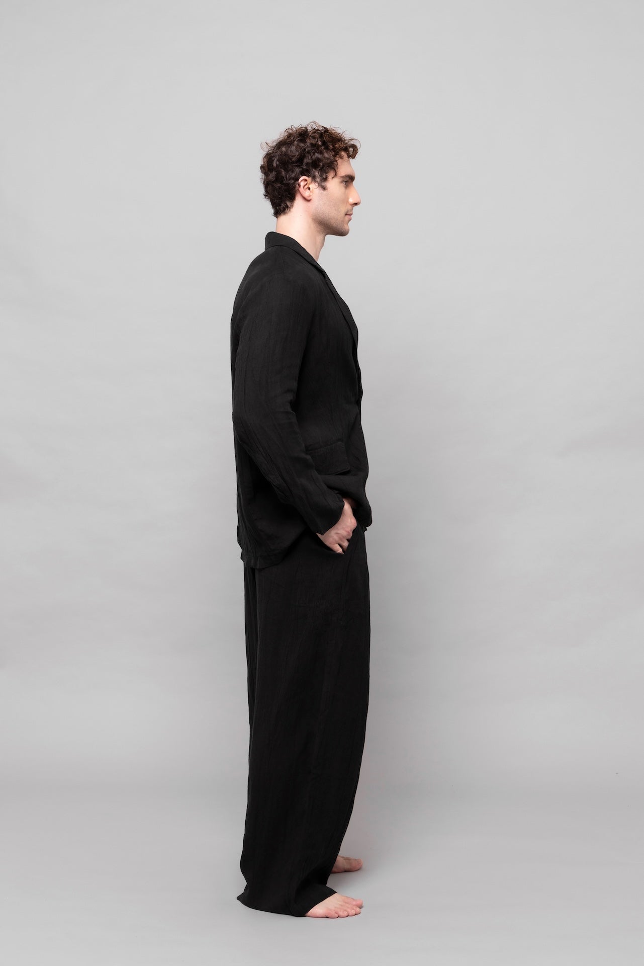 Soft Linen Blazer Black
