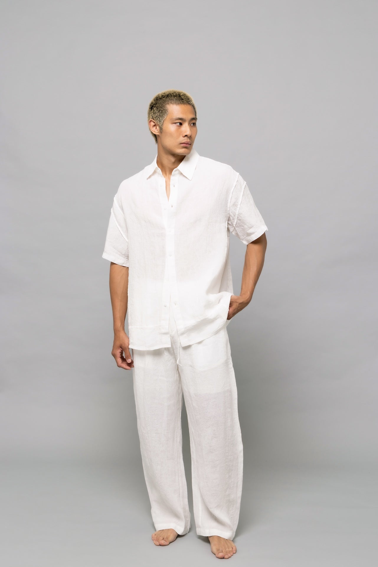 Detail Linen Shirt in White