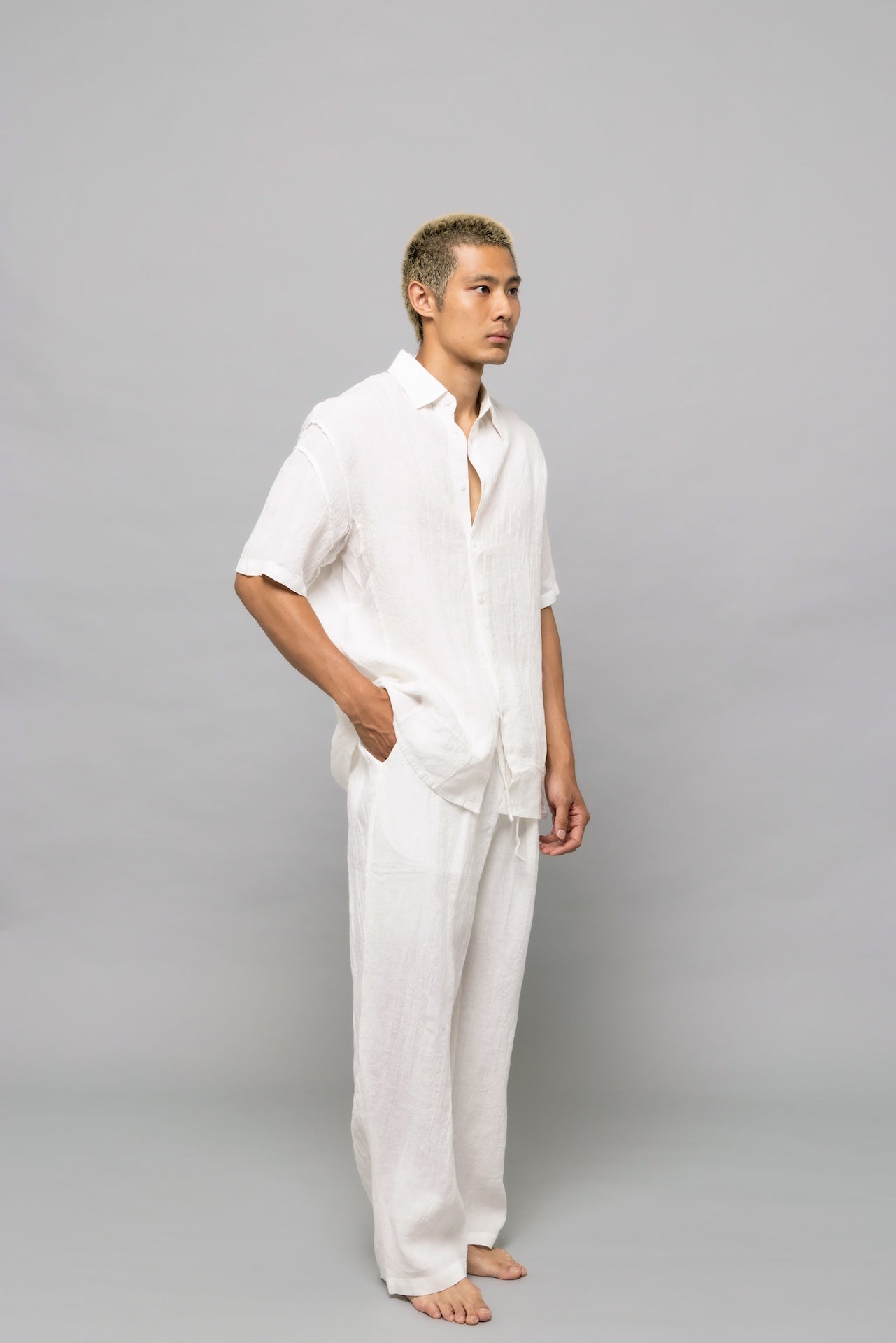 Detail Linen Shirt in White