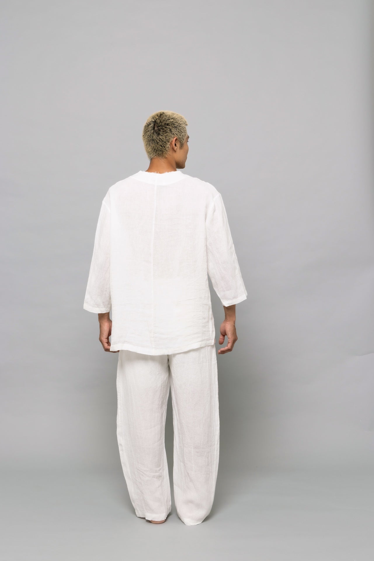 Raw Linen Cardigan White