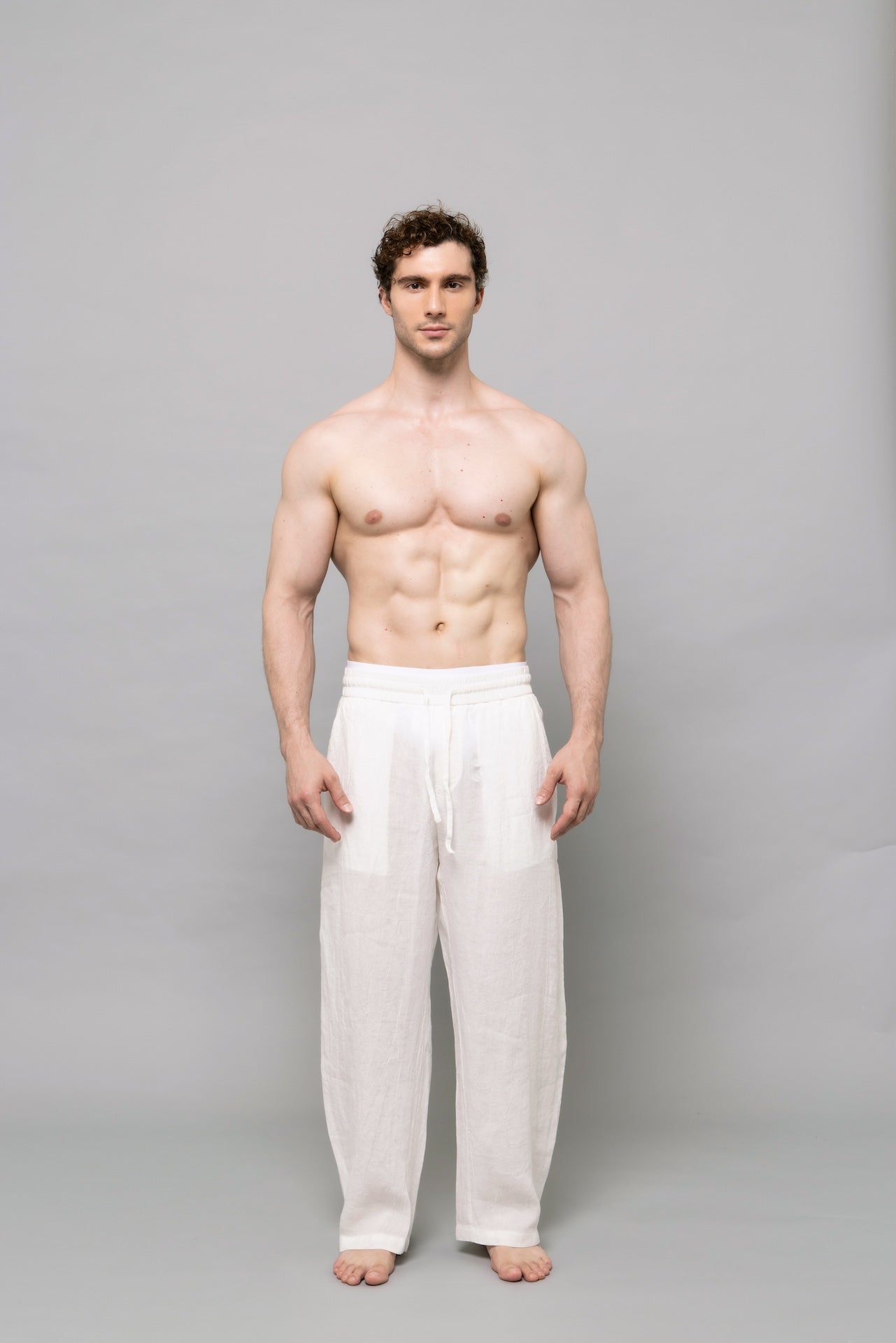 Flow Linen Trousers in White
