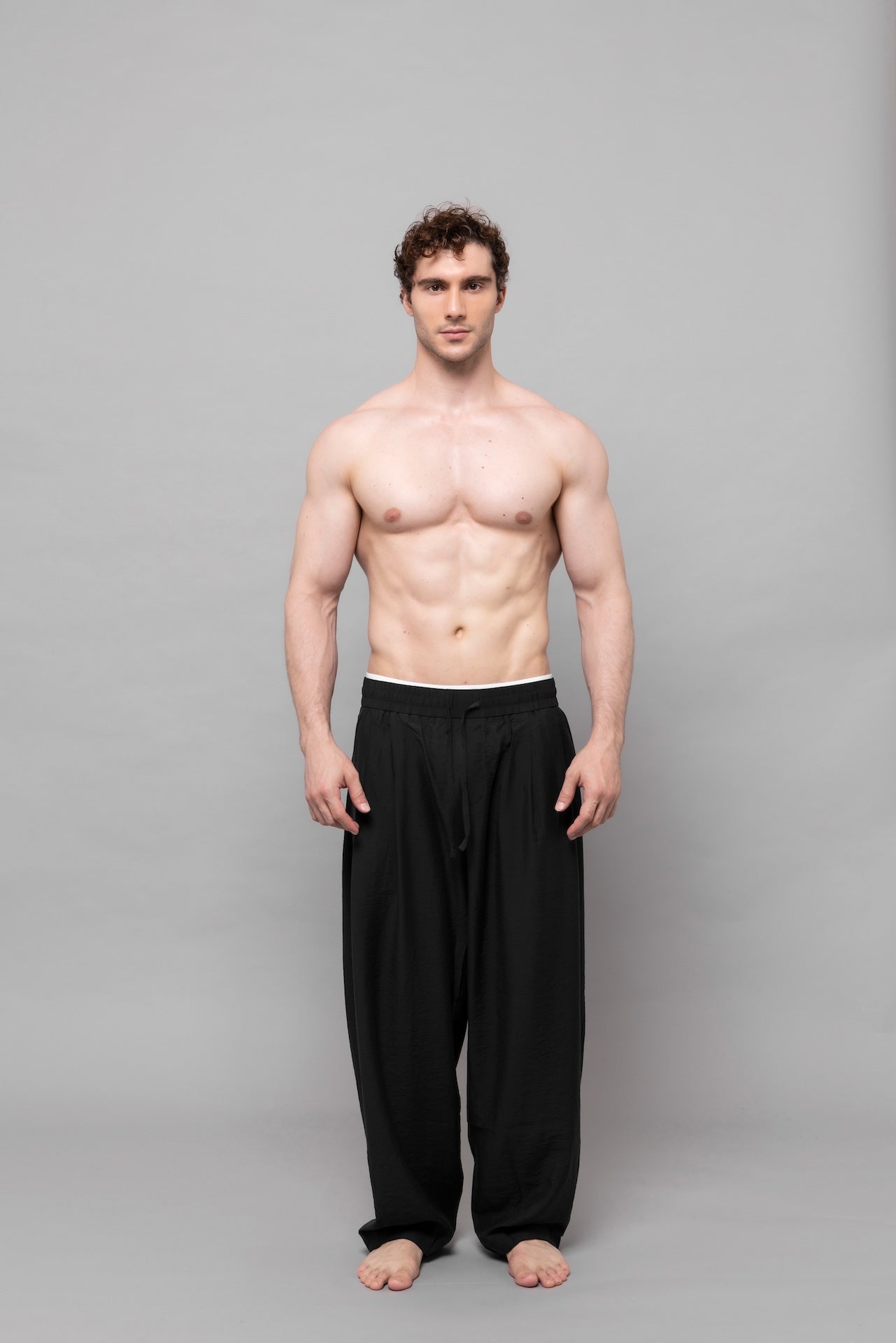 Fluid Cupro Straight Trousers in Black