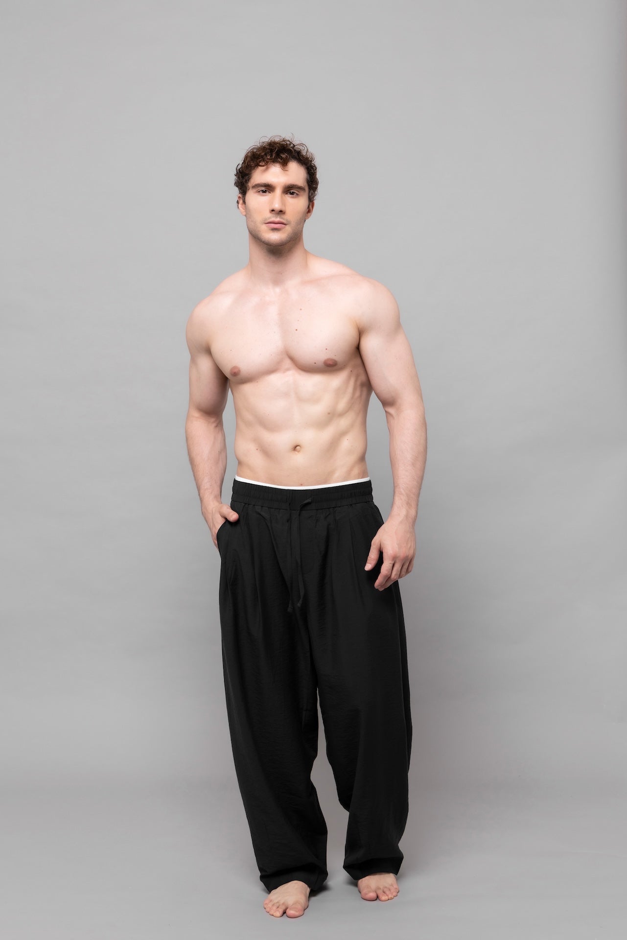 Fluid Cupro Straight Trousers in Black