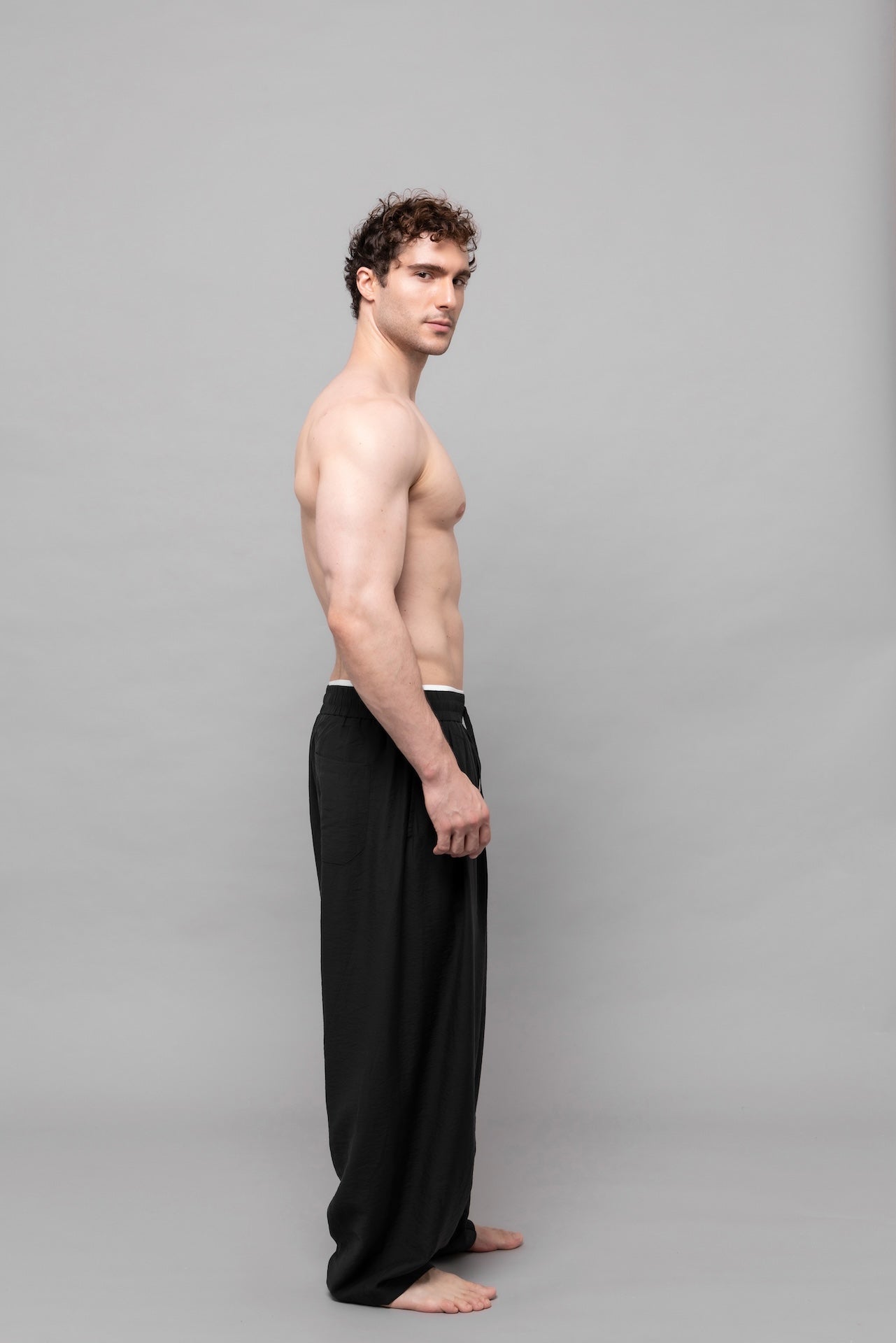 Fluid Cupro Straight Trousers in Black