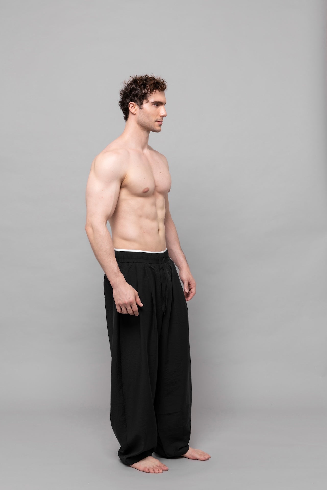 Fluid Cupro Straight Trousers in Black