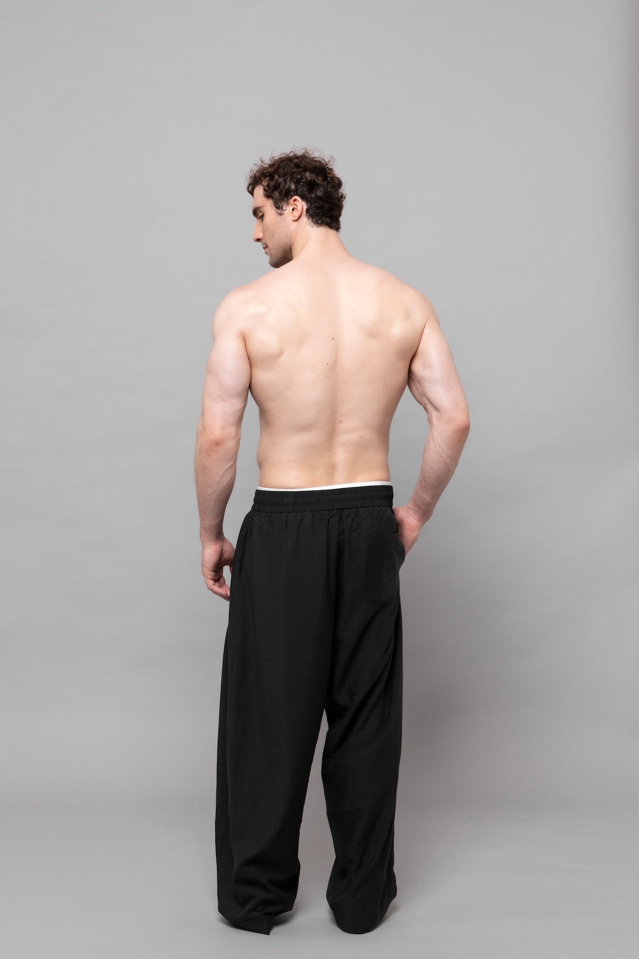 Fluid Cupro Straight Trousers in Black