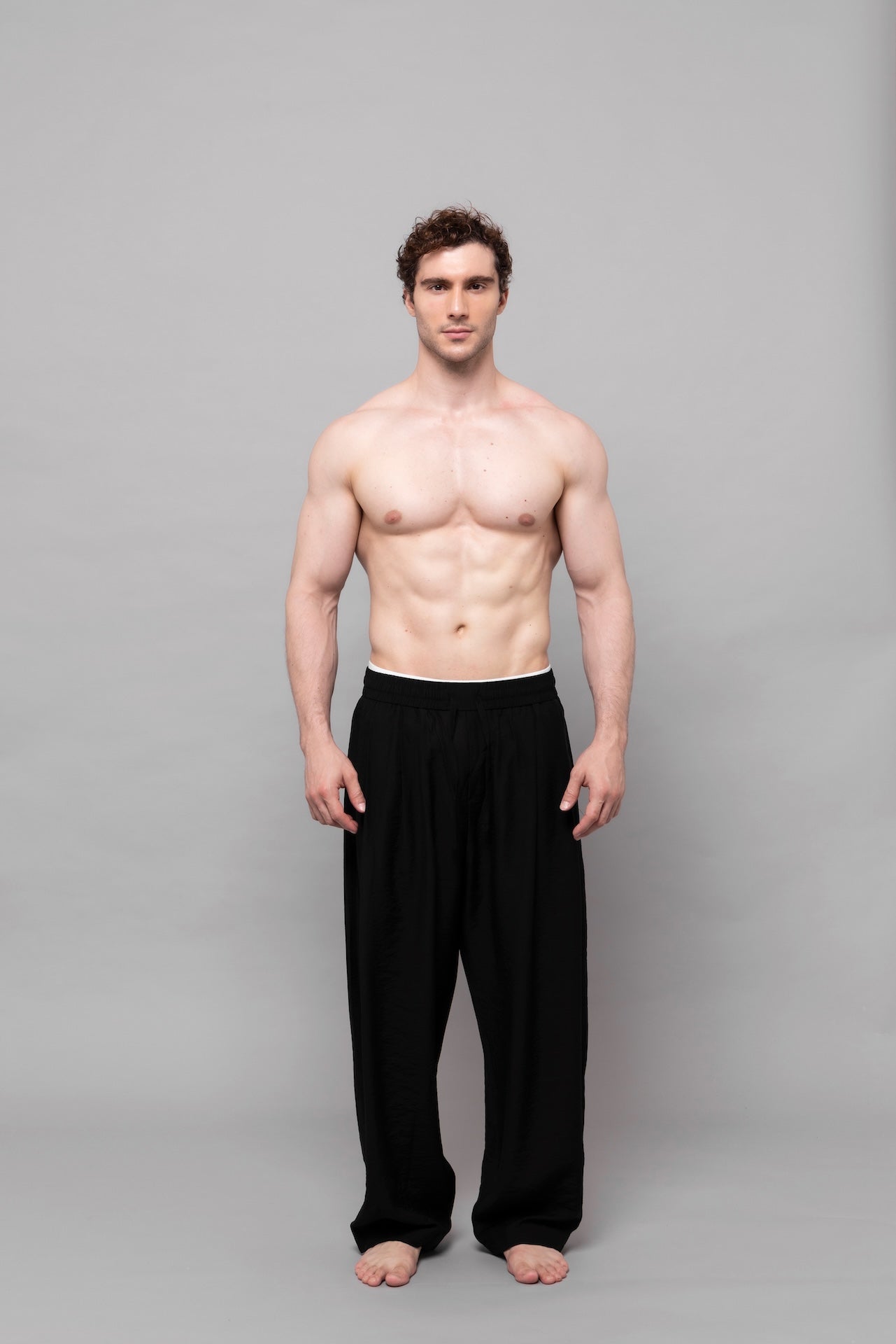Fluid Cupro Straight Trousers in Black