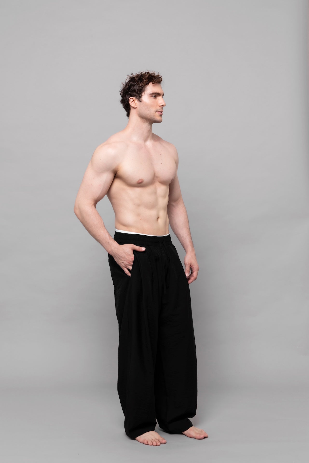 Fluid Cupro Straight Trousers in Black