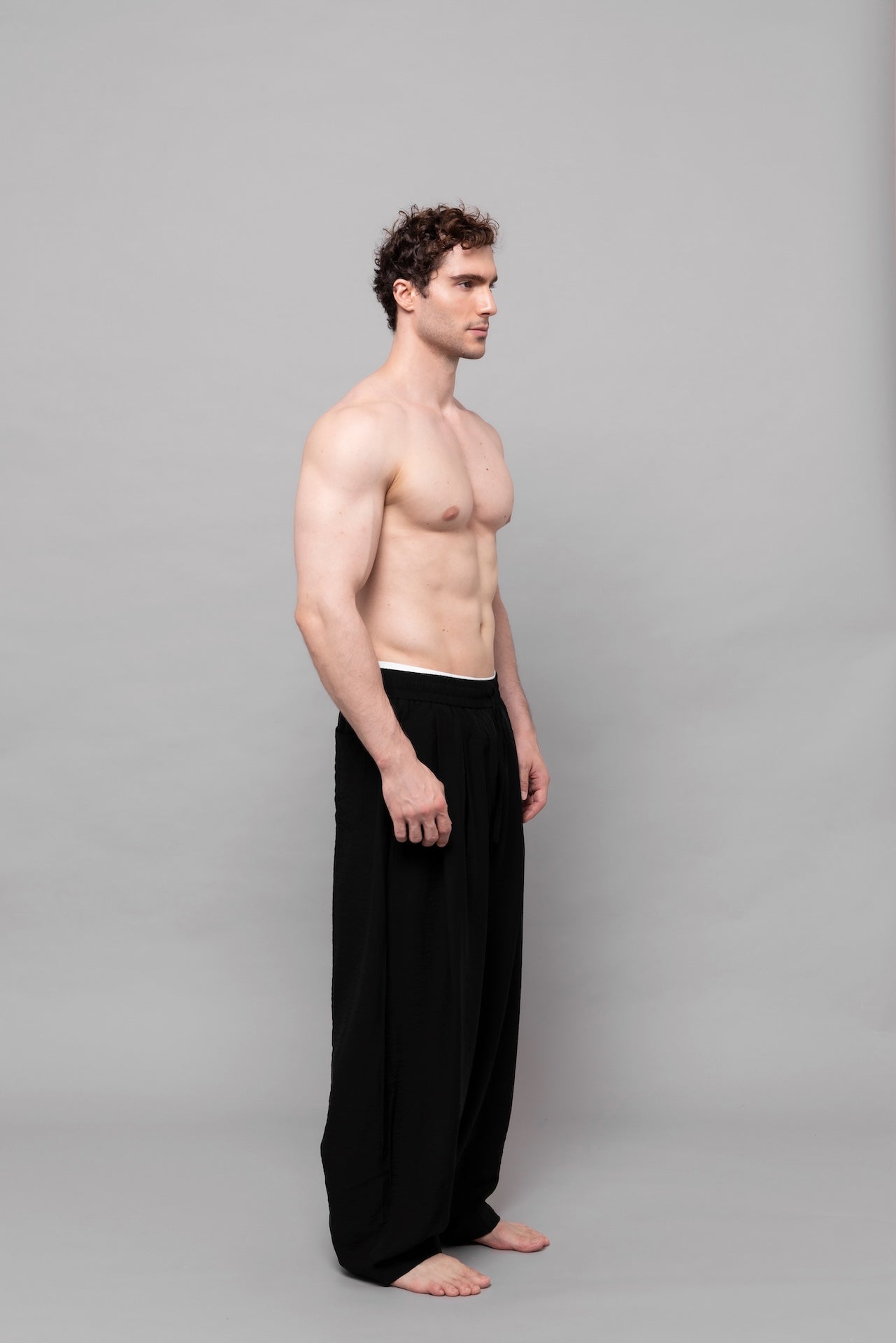 Fluid Cupro Straight Trousers in Black