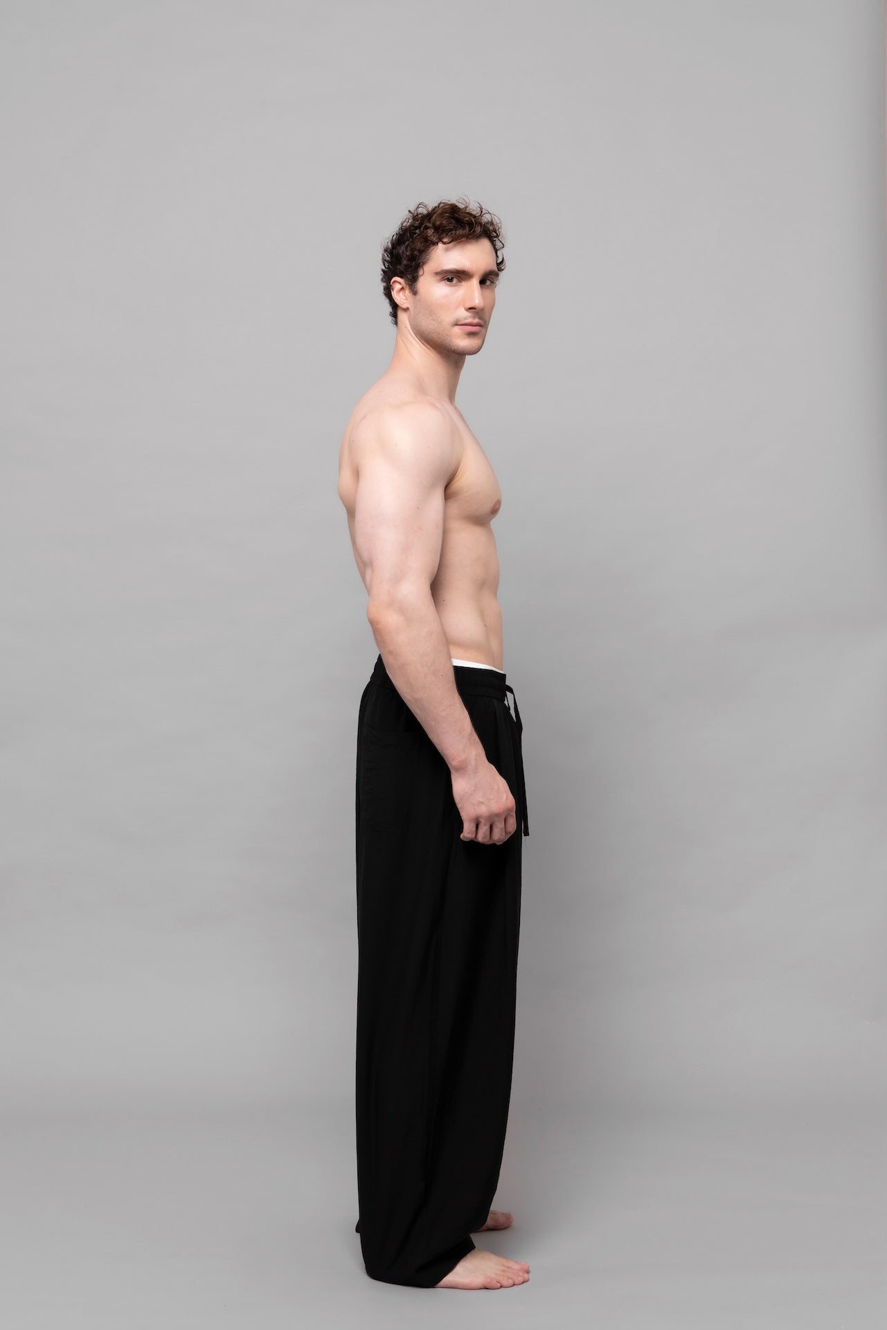 Fluid Cupro Straight Trousers in Black