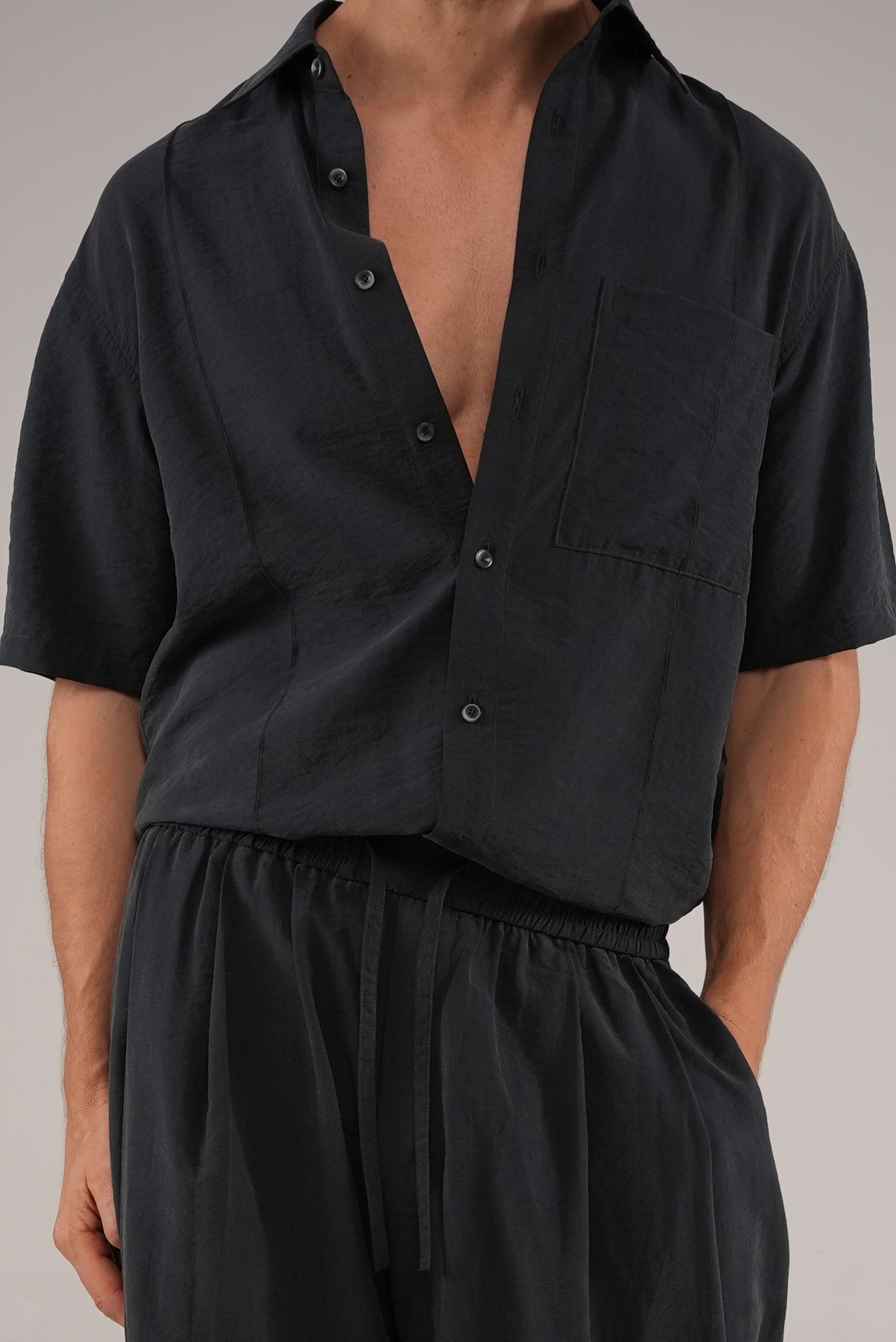 Fluid Cupro Shirt in Black