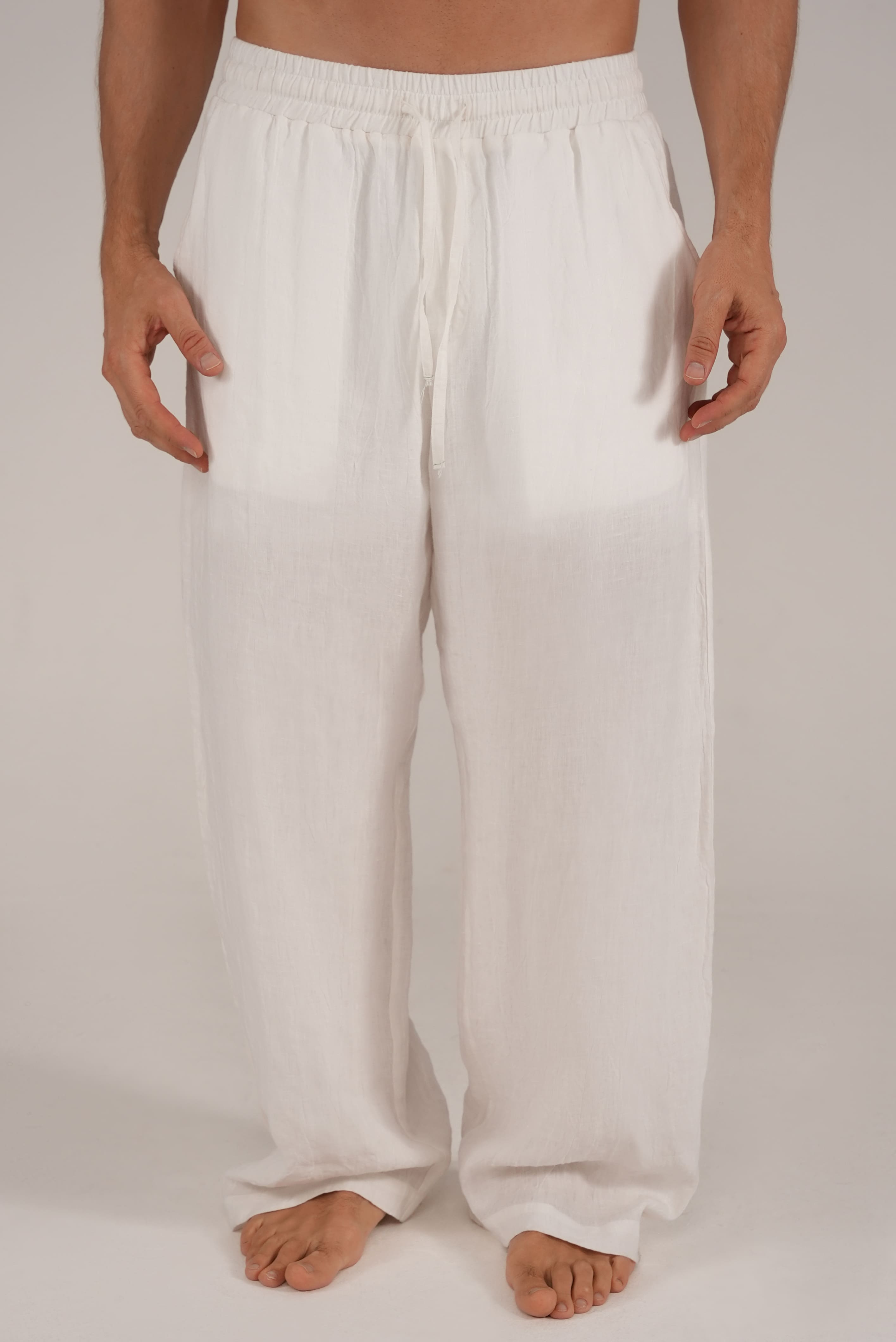 Flow Linen Trousers in White