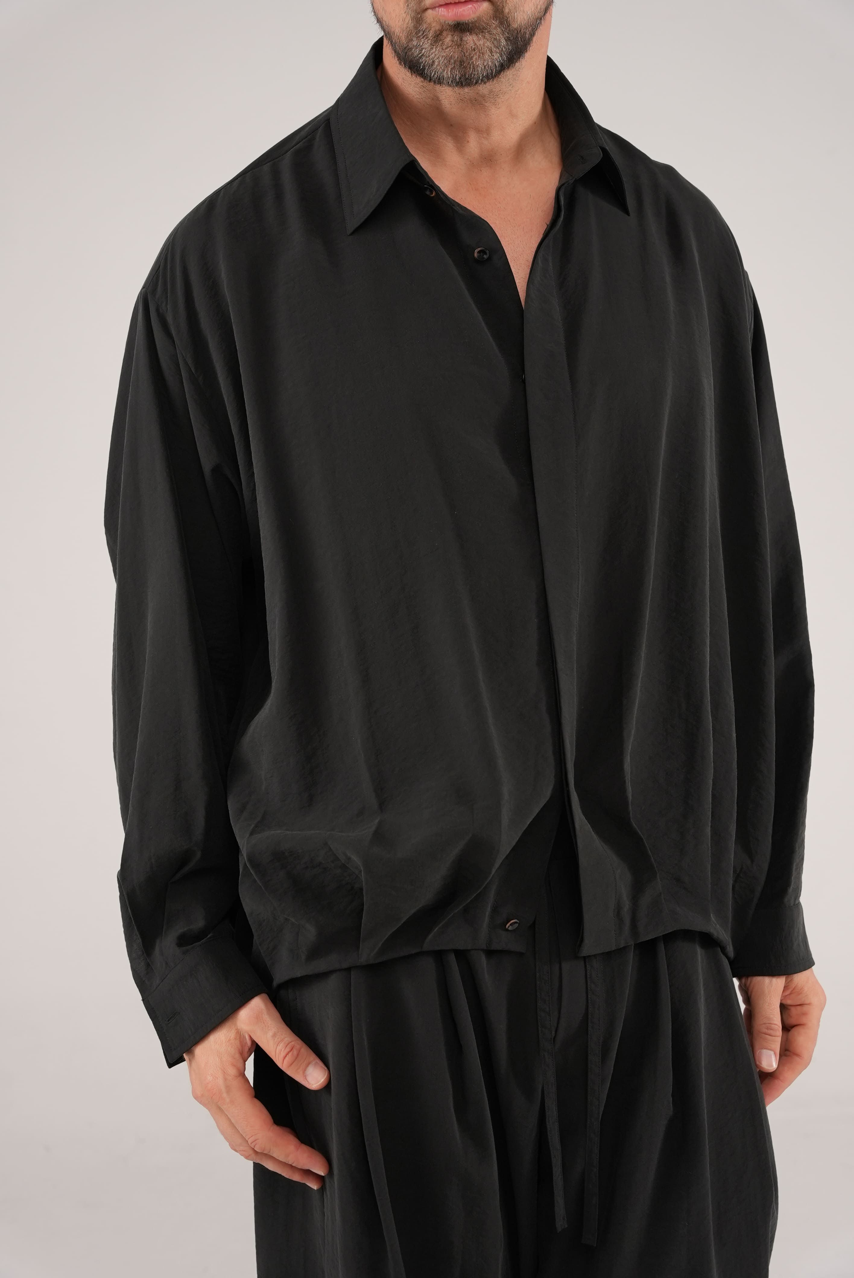 Fluid Cupro Jacket in Black