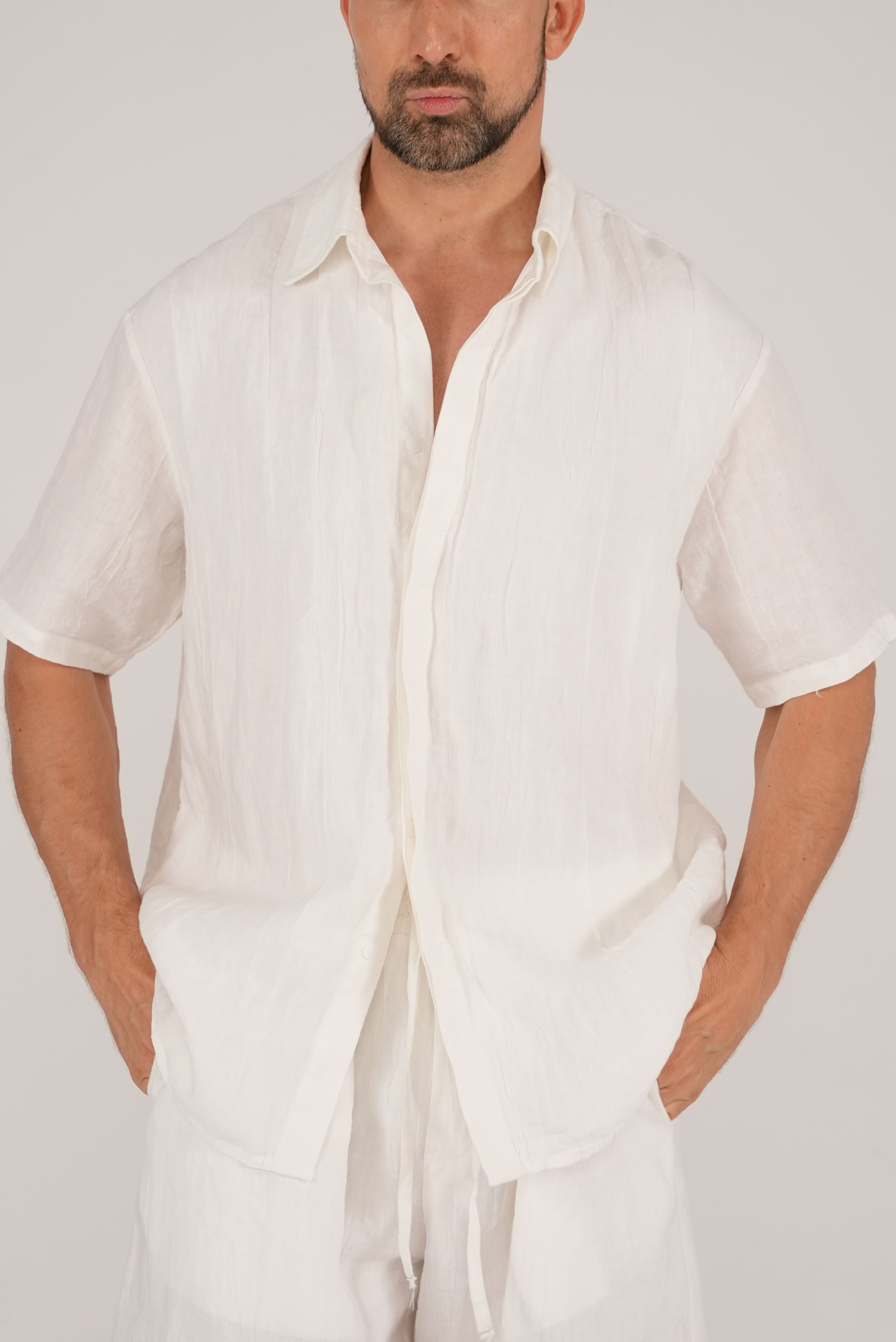 Light Linen Shirt in White