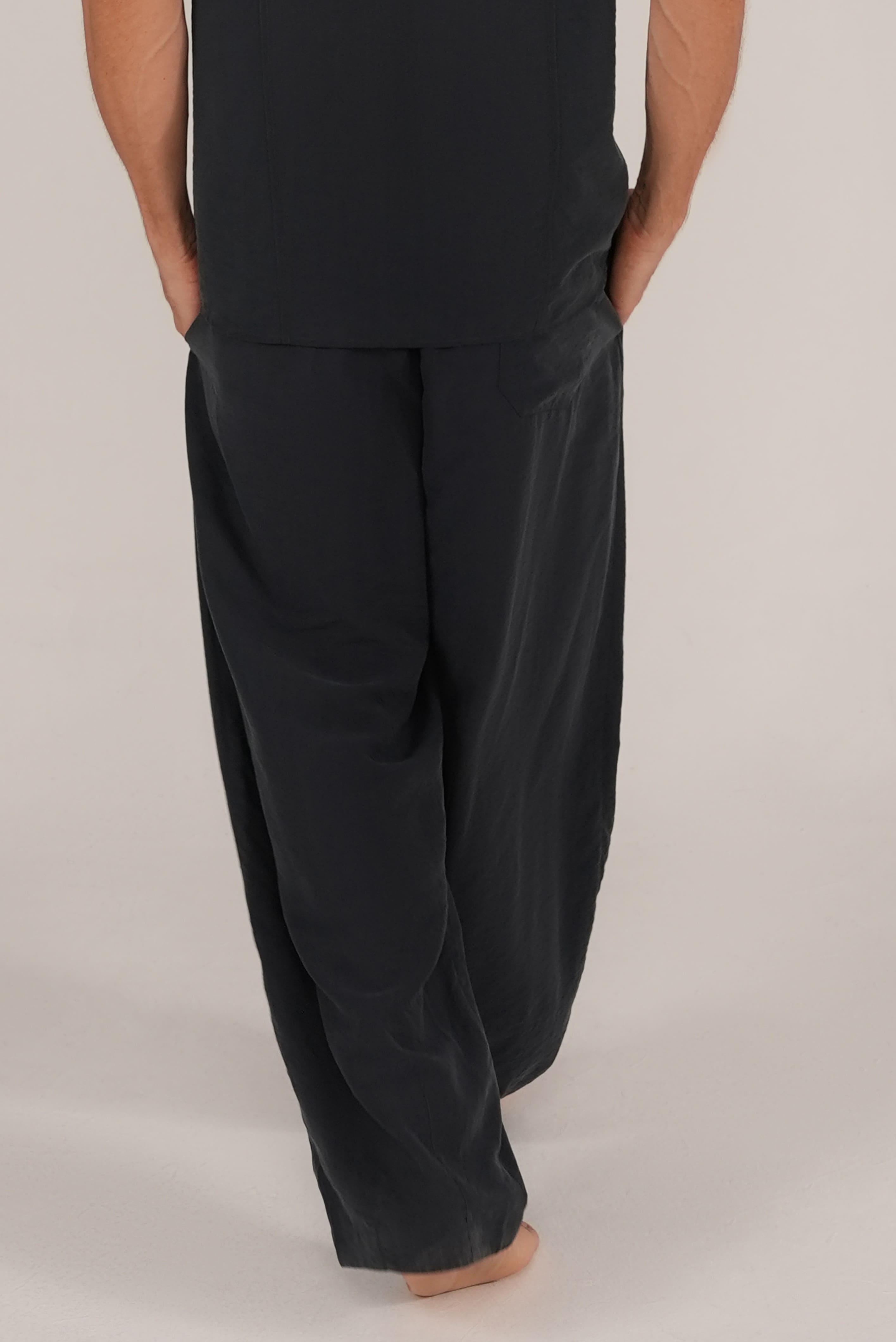 Fluid Cupro Straight Trousers in Black