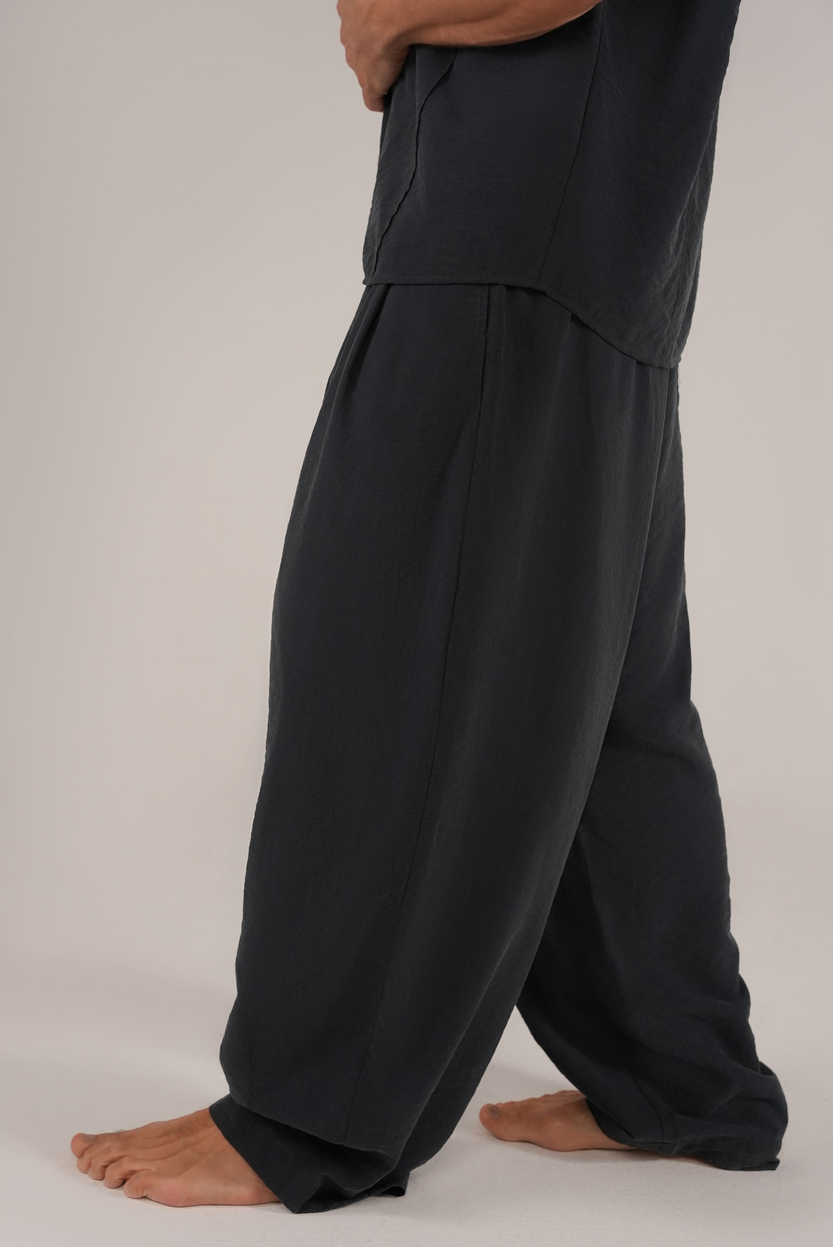 Fluid Cupro Straight Trousers in Black
