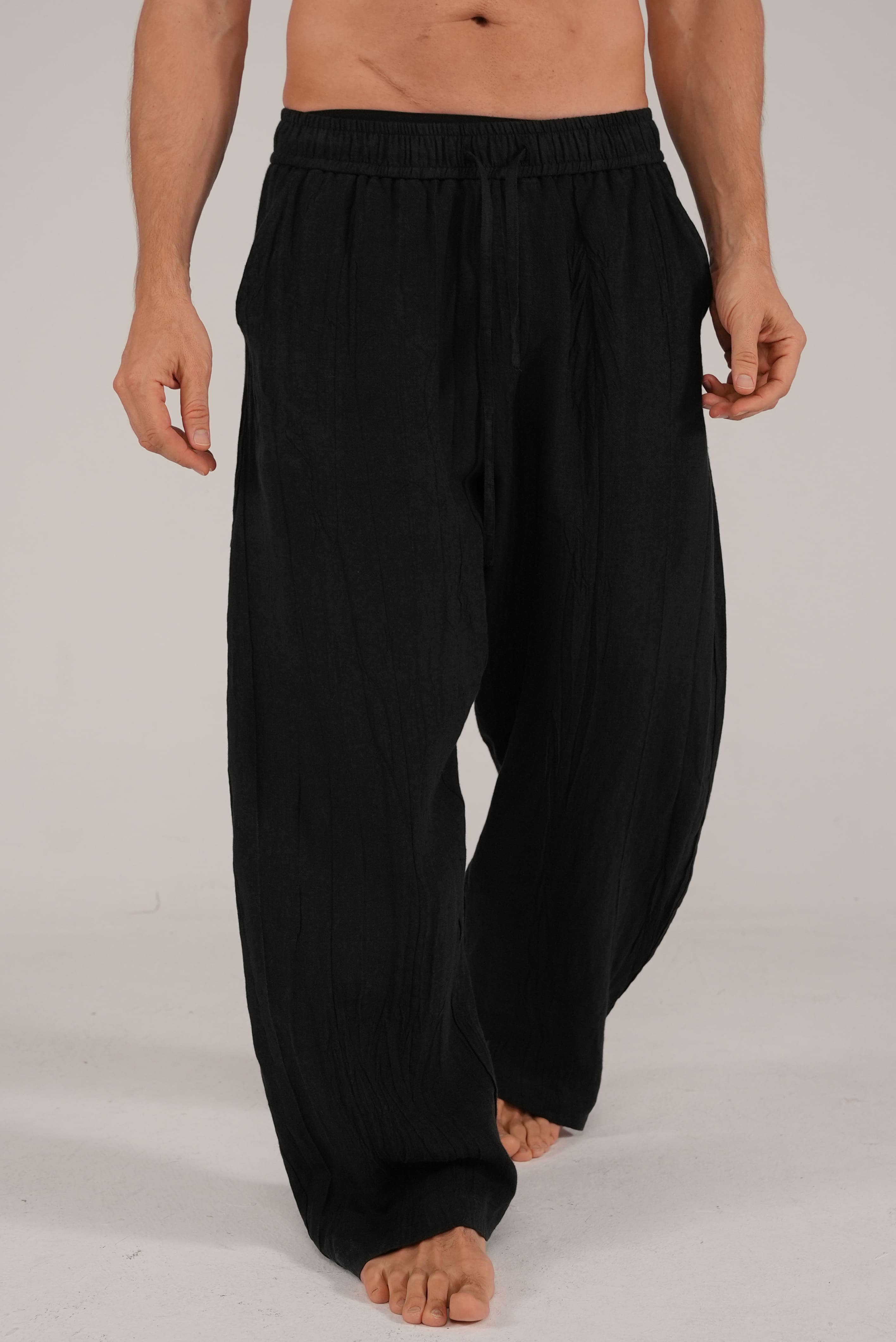 Flow Linen Trousers in Black