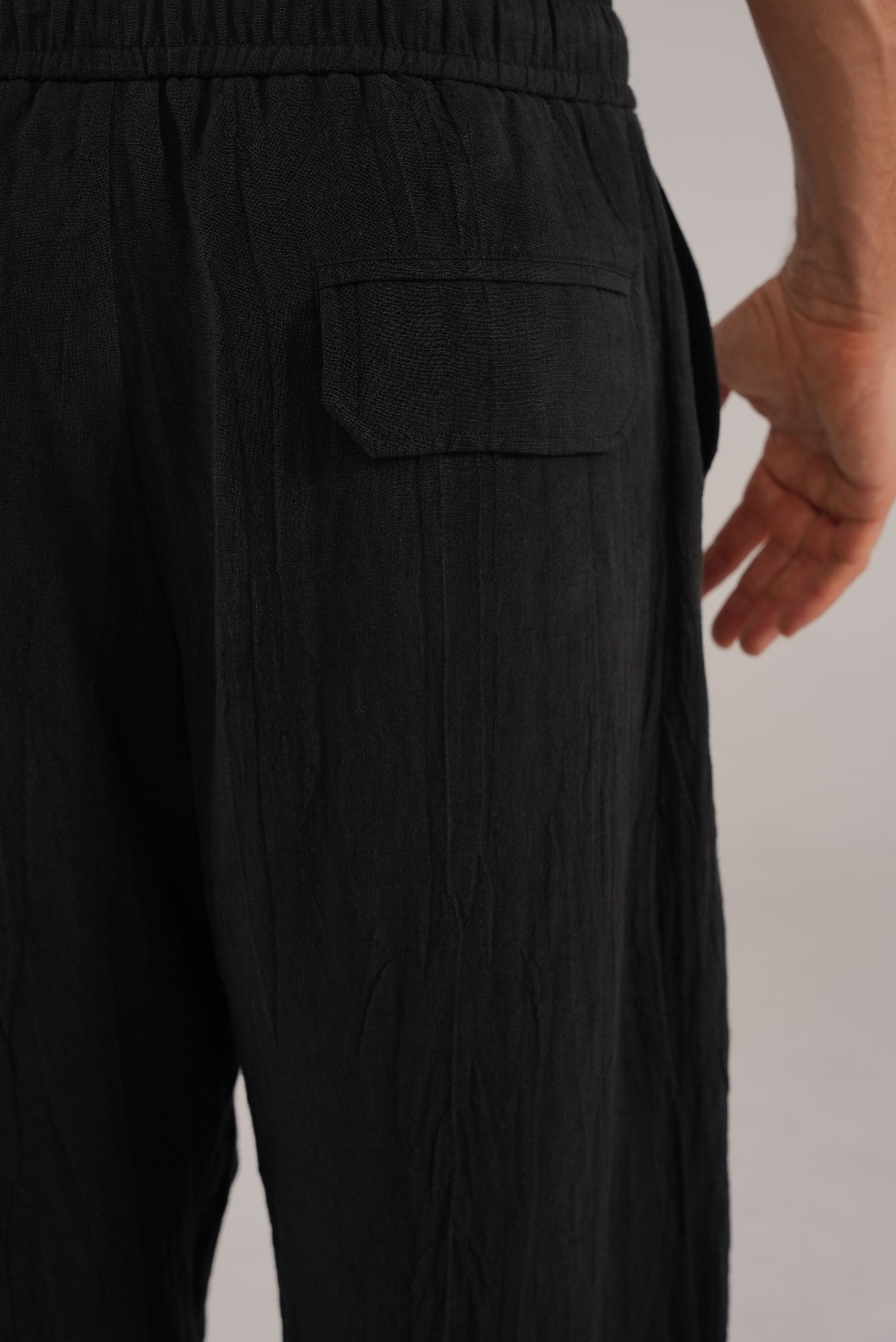 Flow Linen Trousers in Black